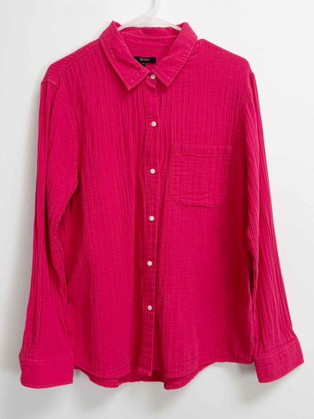 Quince Shirt Womens Large Pink Long Sleeve Button Gauze Organic Cotton